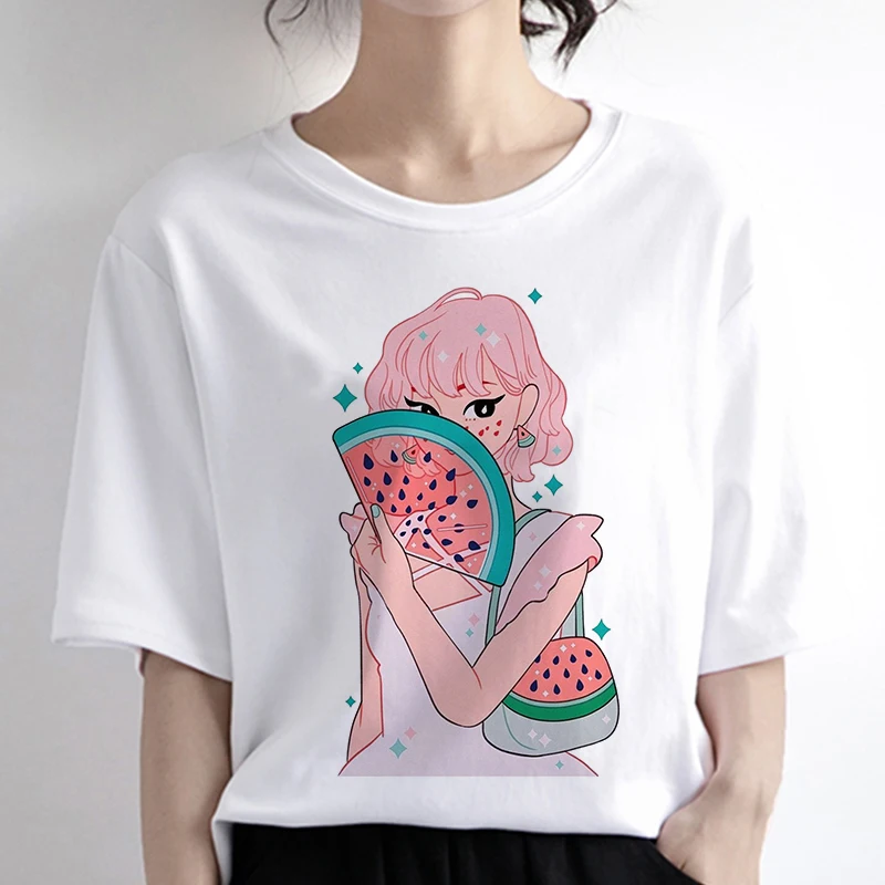 UUKL Suumer Top Moda 2020 Mujer футболка Fun Fashion Harajuku Kawaii розовый арбуз женская Повседневная с