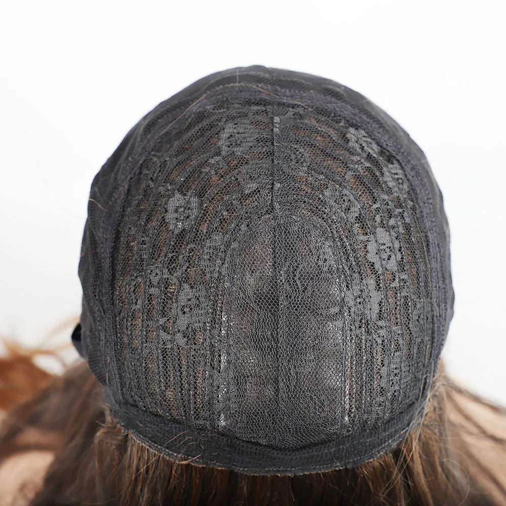 Parrucche sintetiche ondulate lunghe per le donne parrucche Cosplay sintetiche resistenti al calore della parte centrale con frangia Ombre capelli sintetici