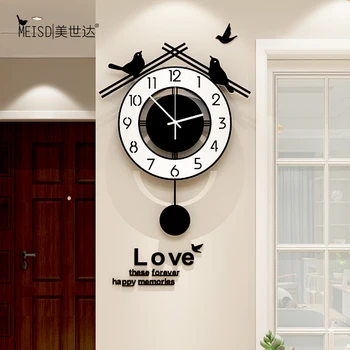 

Large Clock Wall Clock Decoration Pendulum Wall Large Watch Room Decor Hanging Quartz Silent Horloge Living Room Bb50