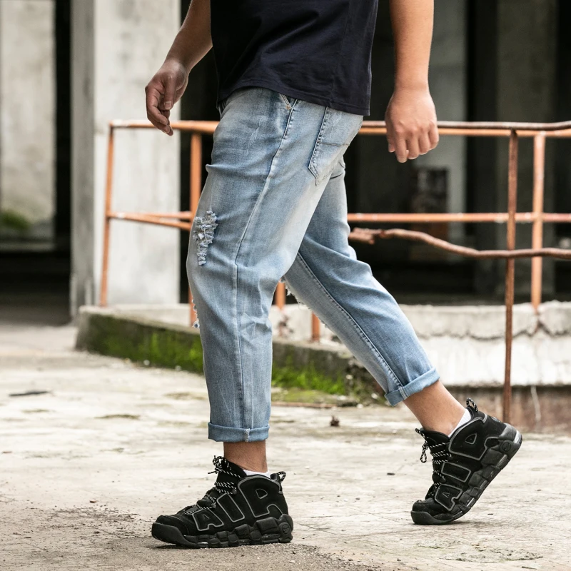 60% OFF Jeans Men Pants 28-48 Large Size Loose Mid Softener Straight Comfortable Ankle-length Zipper Fly Trousers Causal Daily Clothes