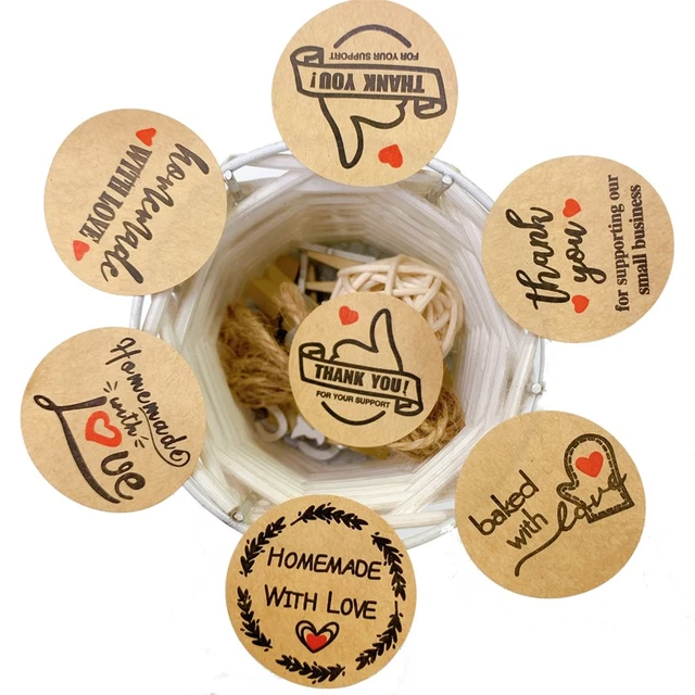 Round Kraft Paper Baked With Love Sticker Diy Scrapbooking - Temu