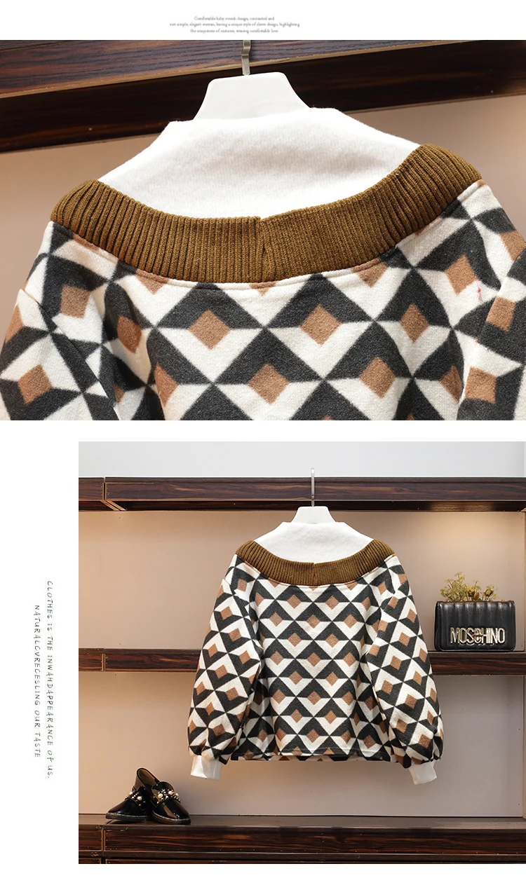 Женский модный пуловер с v-образной геометрией и высоким воротом, свитер+ полосатая мини-юбка с высокой талией, осенний комплект из 2 предметов с поясом