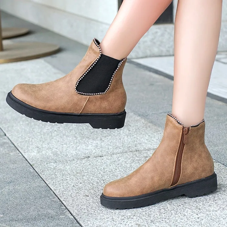 

Big Size 9 10 11 12 boots women shoes ankle boots for women ladies boots shoes woman winter Zipper elastic splice side zipper