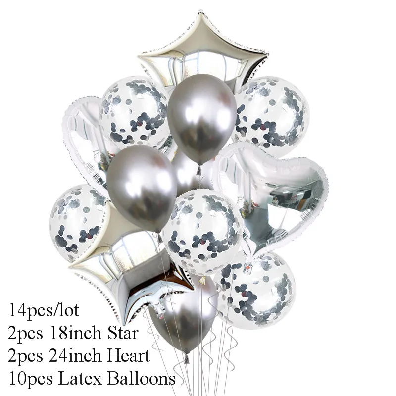 14pcs style11 Joy-Enlife 14 шт Сердце Звезда Золотой воздушный шар "Конфетти" с днем рождения розовые синие шары детский душ шары для свадебного декора - Цвет: 14pcs style11