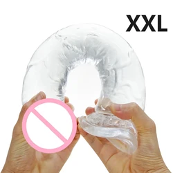 Realistic Huge Dildos for Women Soft Jelly Big Dildo Suction Cup Crystal Penis Anal Butt Plug  Erotic Sex Toy for Women Adult 18