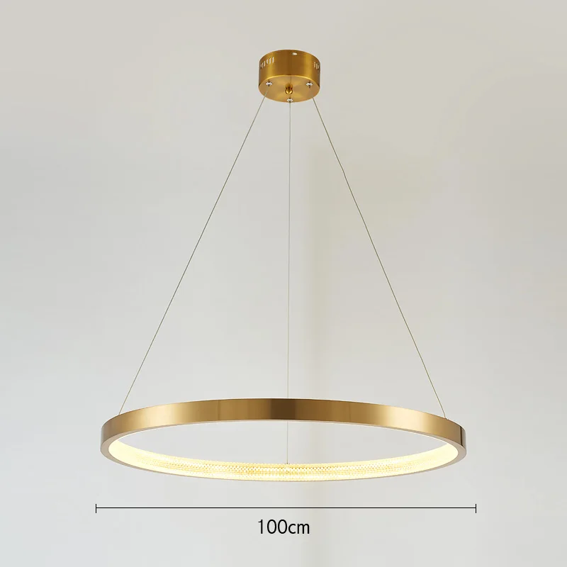 Dia 100CM Inside FSS, Современная круглая Круглая Люстра, освещение, золотые люстры, круговая Геометрическая креативная лампа, светодиодные светильники для внутреннего освещения - Цвет абажура: Dia 100CM Inside