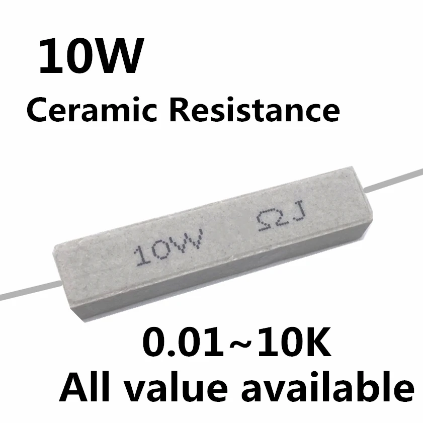 

5pcs 10W 1.5 1.8 2 2.2 2.4 2.7 3 3.3 ohm 1.5R 1.8R 2R 2.2R 2.4R 2.7R 3R 3.3R Ceramic Cement Power Resistance Resistor 10W 5%