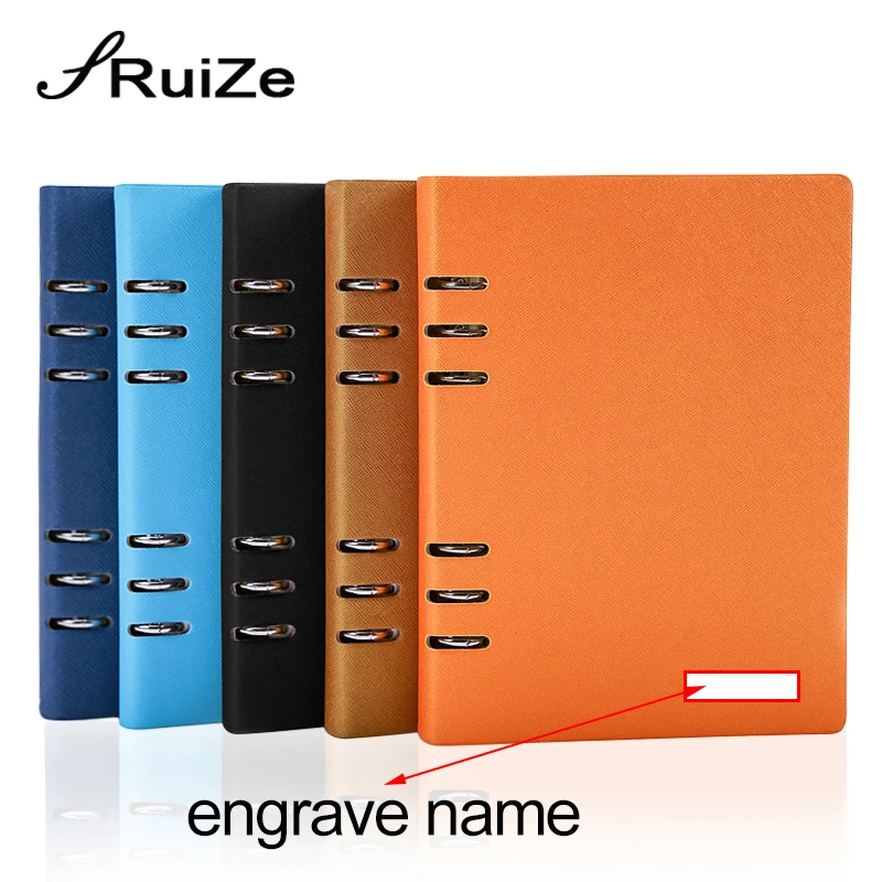 RuiZe Hard Cover A5 Leather Notebook Organizer Planner Ring Binder Loose Leaf Note Book Refill
