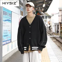 ^^Best Offers HIYSIZ Cardigan 2019 Autumn Winter Men's Korean Version of A Loose Stripe Contrast Sweater Casual Cardigan Fashion Trend SW081 ^^Best Offers HIYSIZ Cardigan 2019 Autumn Winter Men's Korean Version of A Loose Stripe Contrast Sweater Casual Cardigan Fashion Trend SW081