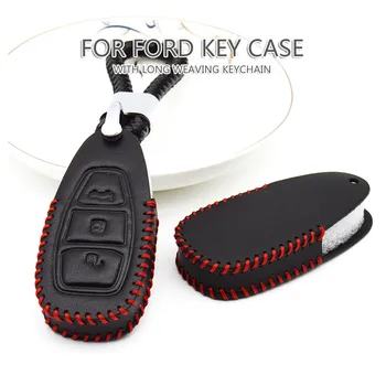 

Car Accessories For Ford Mondeo Focus Fusion Fiesta S MAX Ranger Mustang Ranger Kuga Galaxy Explorer Leather Car Key Case Cover