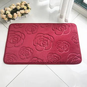 

Rose 3D embossed bathroom water-absorbing anti-slip mat into the living room bedroom into the door mat carpet floor mat