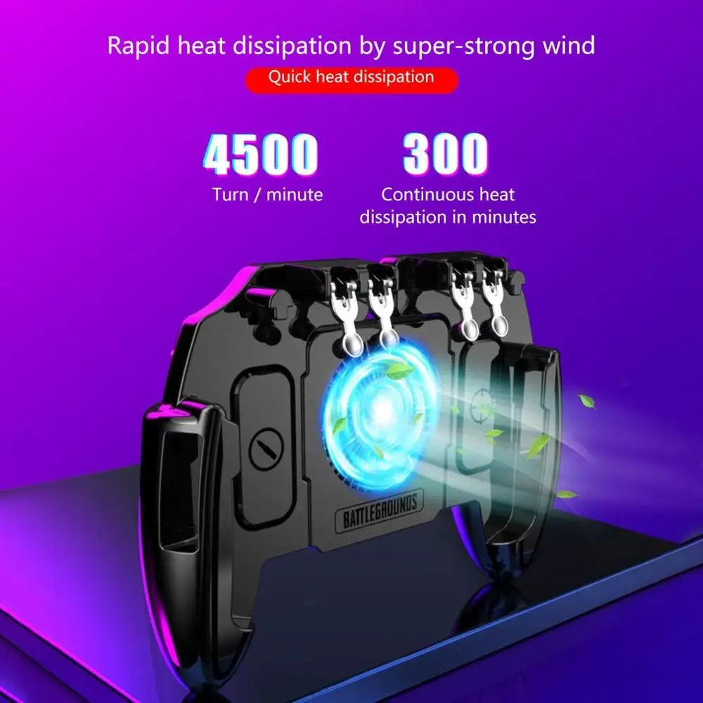  M11 Six Finger PUBG Game Controller Gamepad Trigger Shooting Free Fire Cooling Fan Gamepad Joystick