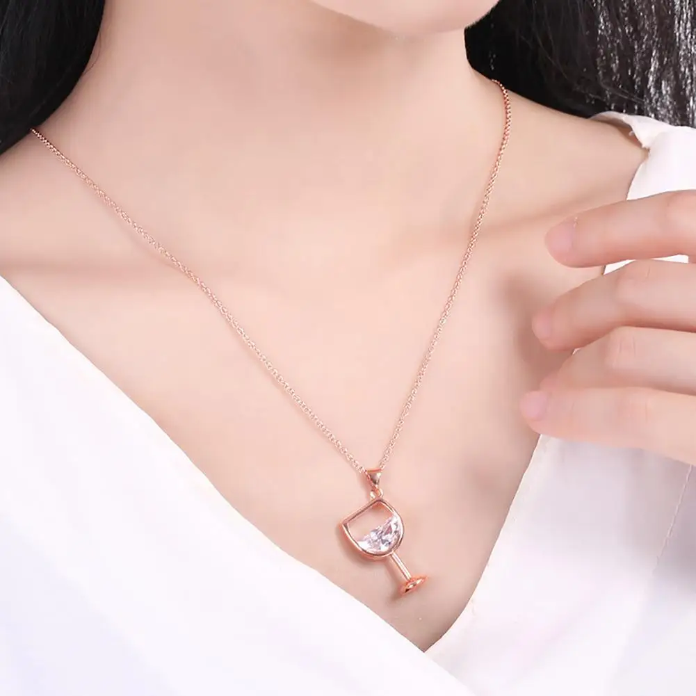 Cadena de plata y oro rosa para mujer, colgante de diseño Simple