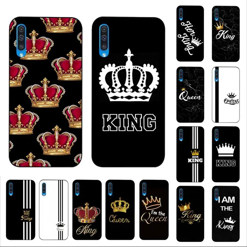 YNDFCNB negro blanco Rey reina amantes caja del teléfono para Samsung A30s 51 5 71 70 40 10 20 s 31 A7 A8 2018