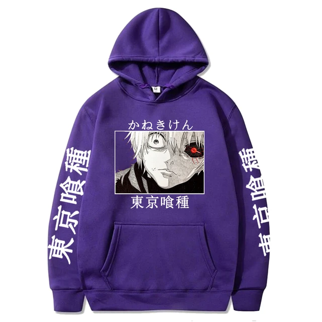 Tokyo Ghoul Anime Hoodie Pullovers Sweatshirts Ken Kaneki Graphic Printed Tops Casual Hip Hop Streetwear Purple 2