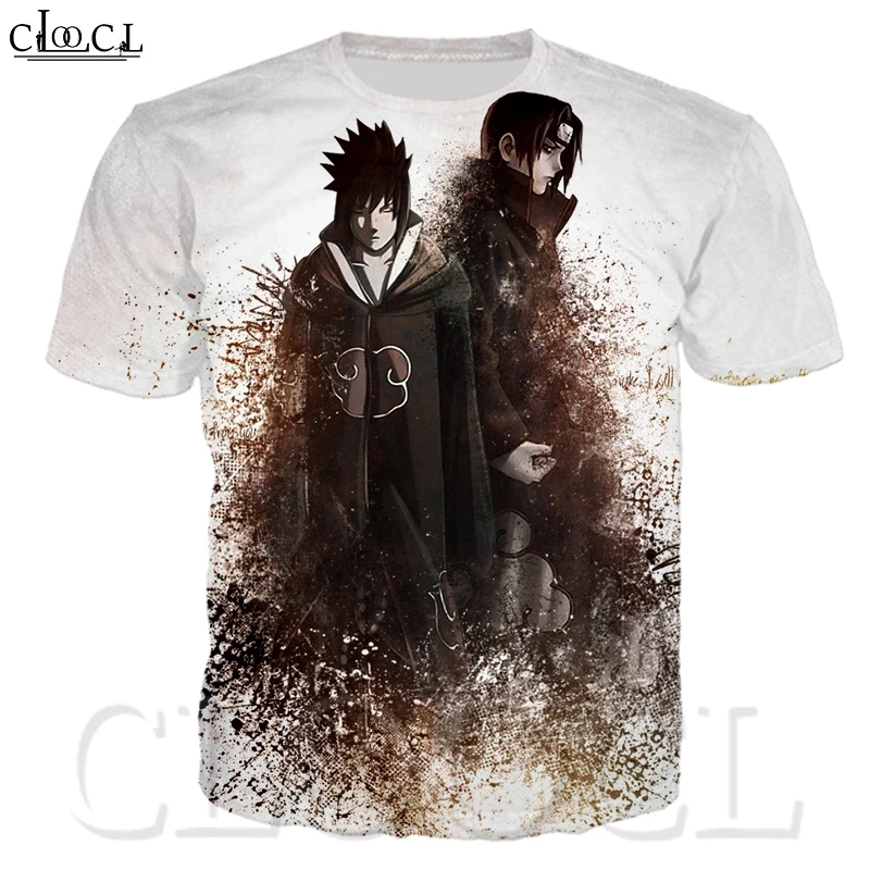 Футболка с короткими рукавами и рисунком японского аниме Наруто Uchiha Sasuke летний