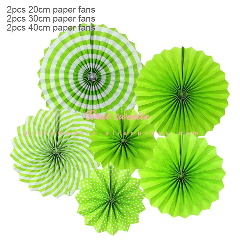 12 шт./компл. золото черные вечерние висит Бумага вентиляторы Год Вечерние Потолочные Подвесные Украшения для взрослых 30th День рождения украшения поставки - Цвет: 6pc green fan