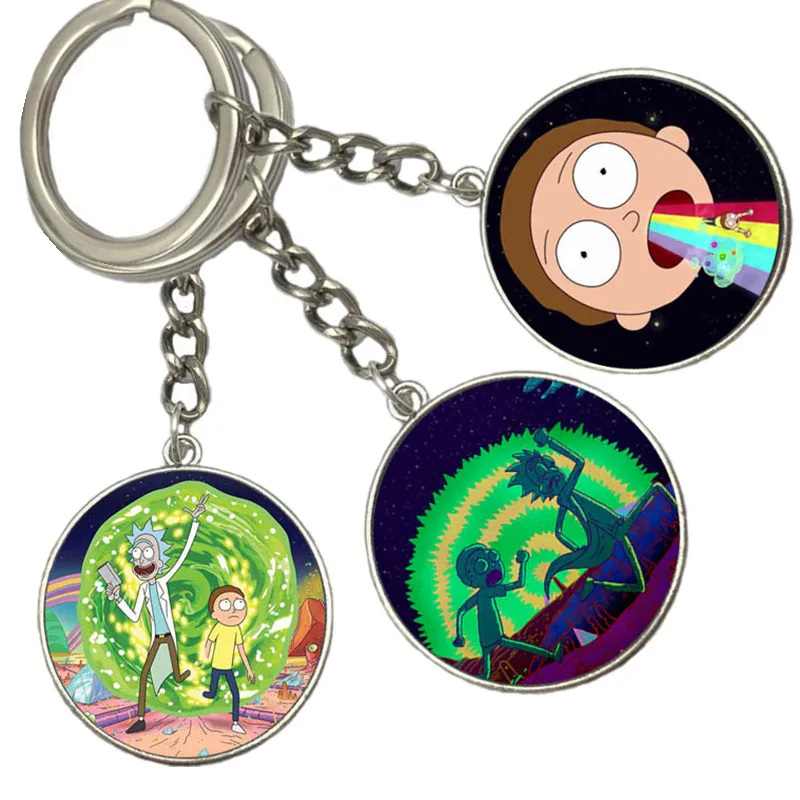 

Cute Keychain Rick and Morty Anime Cosplay Prop Accessories Funny Rick e Morty Metal Key Ring Rick Key Chain Pendant Friend Gift