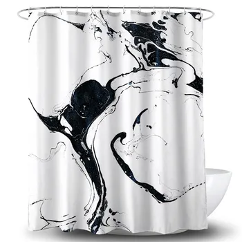 

Waterproof Shower Curtain Black And White Ink Personalized Digital Printing Polyester Bathroom Waterproof Shower Curtain