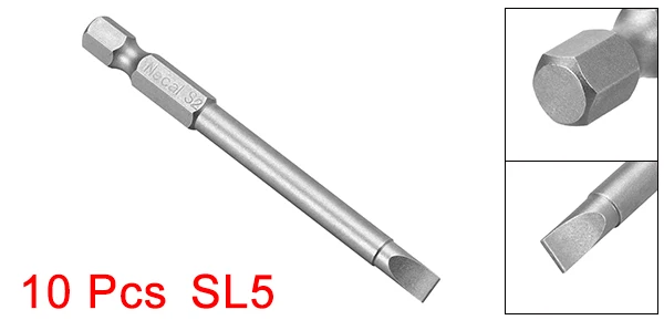 H1or4x75xSL5 10pcs Uxcell шлиц под отвёртку биты 1/" Шестигранным хвостовиком диаметром 50/75 мм Длина Магнитный SL3/4/5/6 головы слота S2 сплав Сталь Электрический воздушный Drils - Цвет: H1or4x75xSL5 10pcs