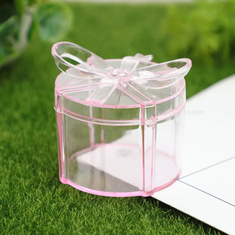 Plastic Box For Candy Containers ,Transparent Plastic Candy Box Mini  Crystal Clay Packaging Box Small Ornament Storage Box With Lid(Pink)(10pcs)  