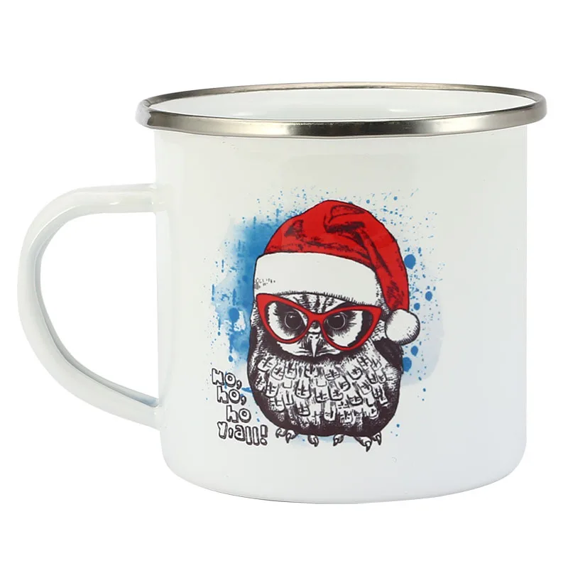 350ML Enamel Mug with Photo Text Sublimation Print Office Home Funny Water Cups Breakfast Milk Coffee Tea Gift water cup custom mug