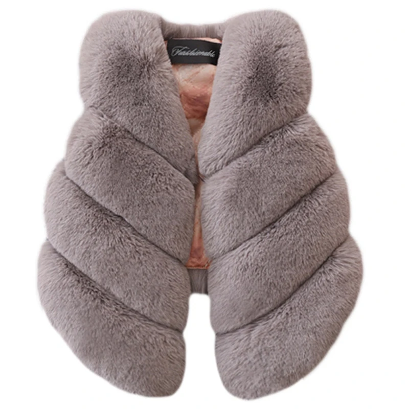 Children Vest Winter Baby Girl Coats Faux Fur Warm Thick Christmas Outerwear For 3-10Yrs New Year Clothes