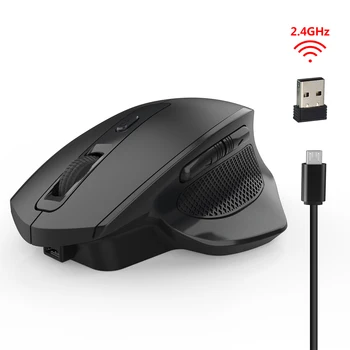 

2.4GHz USB Rechargeable Wireless Ergonomic Mouse Silent Vertical Optical Mouse 6 Buttons 800/1600/2400dpi for Laptop PC Desktop
