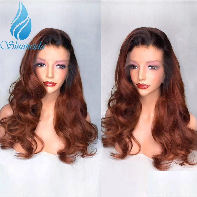 

SHD Ombre Color Lace Front Wigs with Baby Hair Glueless 13*6 Lace Frontal Wigs 150% Density Malaysian Remy Human Hair Wigs