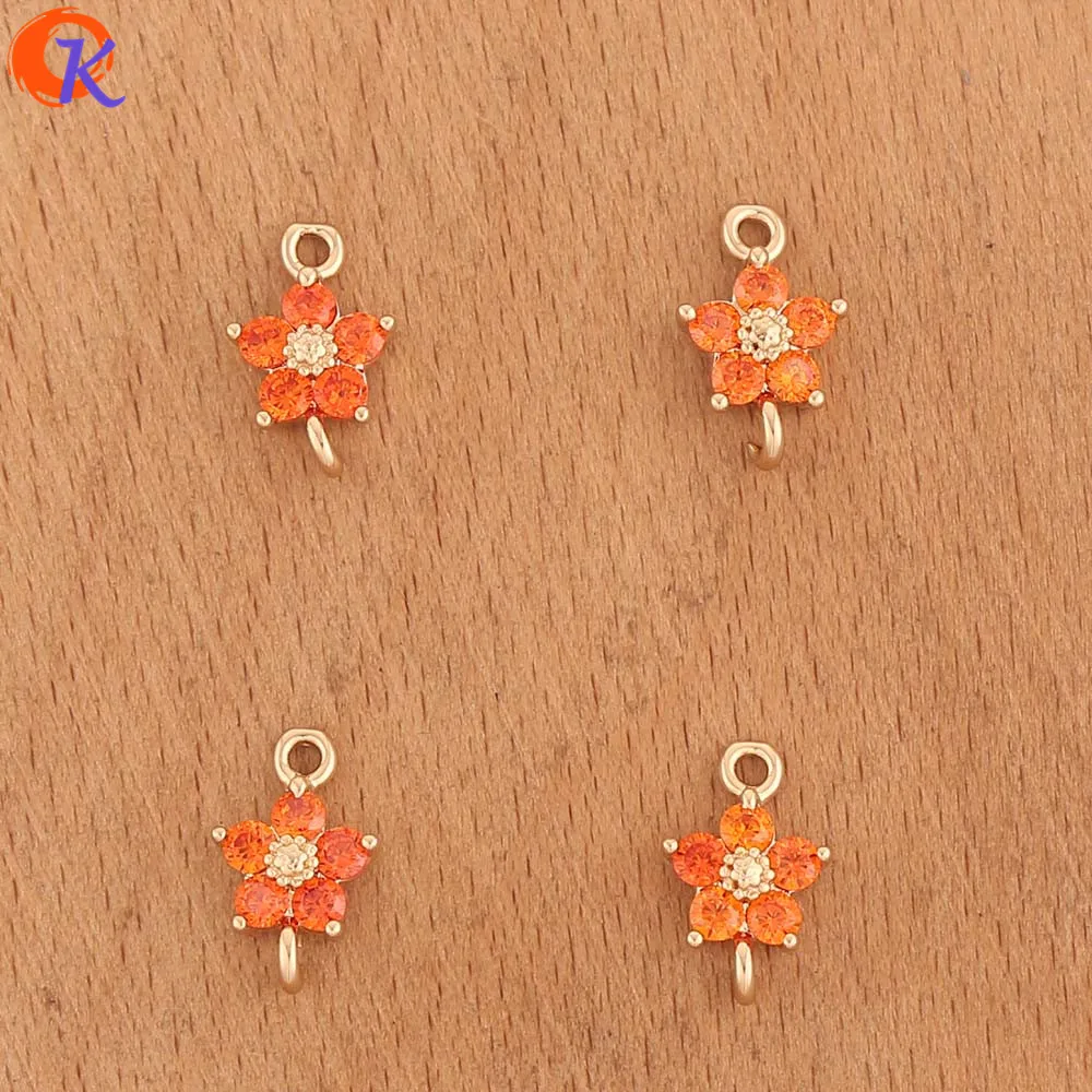 Orange Cordial Дизайн 50 шт 8*12 мм ювелирные аксессуары/diy части/изготовление сережек/cz соединители/форма цветка/ручная работа/ювелирные изделия - Цвет: Orange