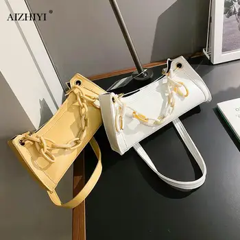 Najtaniej Moda łańcuch Akrylowy Torebka Damska PU Skóra Małe Torebki Na Ramię Pod Pachami Jednolity, Damski Portfel Podróżny