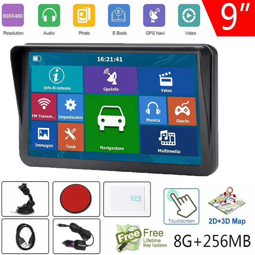 GPS navigation 9 inch car travel navigator 256MB capacitive screen satellite FM latest European map navigatorGPS | Автомобили и