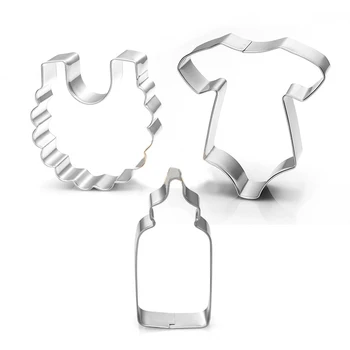 

3Pcs Stainless Steel Baby Shower Bottle Biscuit Cutter Mold DIY Cake Kitchen