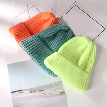 Одноцветная вязаная шапка унисекс с острым носком, зимняя теплая мешковатая Повседневная шапка, лыжная шапка для женщин и мужчин, шапка яркого цвета s, женская шапка