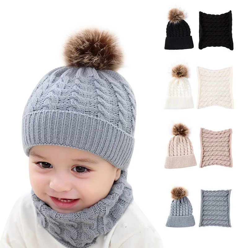 Детская шапка для девочек и мальчиков; зимние теплые аксессуары для малышей; Комплект Шапочки; шапка s+ шарфы; детская шапка