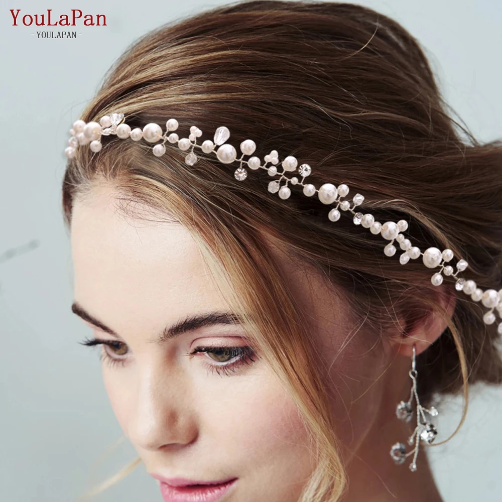 YouLaPan HP03 Bridal Tiara Bridal Headband Pearl Bridal Wedding Hair Accessories Crystal Wedding Hair Jewelry Wedding Hairband