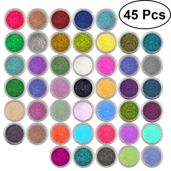 

45 Colors Nail Glitter Powder Eyeshadow Makeup Nail Art Pigment Glitter Dust Powder Set (Random Color)