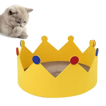 

Pet Cat Scratching Board Sunken Crown Shape Sleeping Nest Scratch Board Corrugated Paper Cat Scratch Board (Yellow)