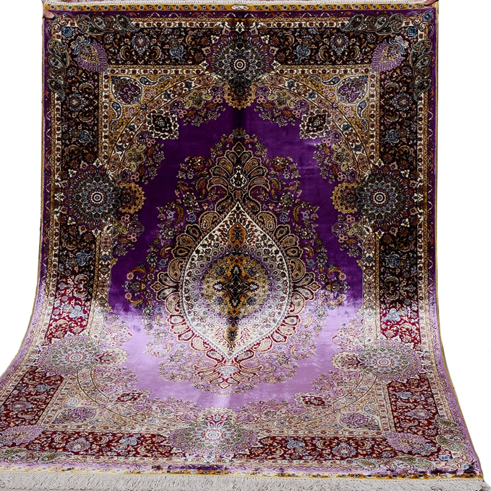 FangCun 4'x6' розовые шелковые ковры ручной работы классические персидские ковры ручной вязки для украшения дома