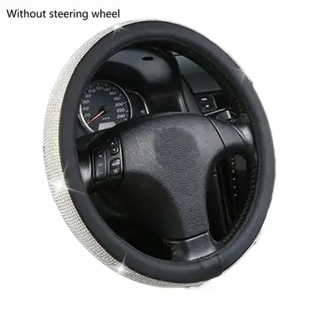 

38CM Rhinestone Steering Wheel Cover White Rhinestone Auto Car Interior Car Accessories Shiny Cover Universal Car Accessories