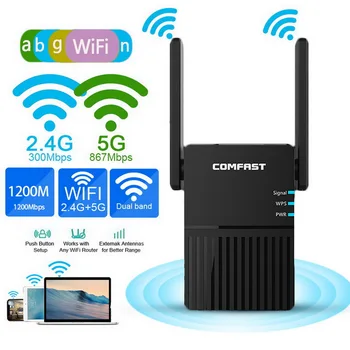 

NEW 1200Mbps Long Range Dual Band 2.4+5Ghz Wireless Wifi Router High Power Wifi Repeater Wifi Extender Wlan Wi-fi Amplifer