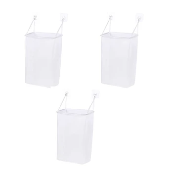 

3PCS Portable Breathable Mesh Laundry Basket Foldable Wall Mounted Dirty Clothes Basket Bathroom Clothes Storage Baskets