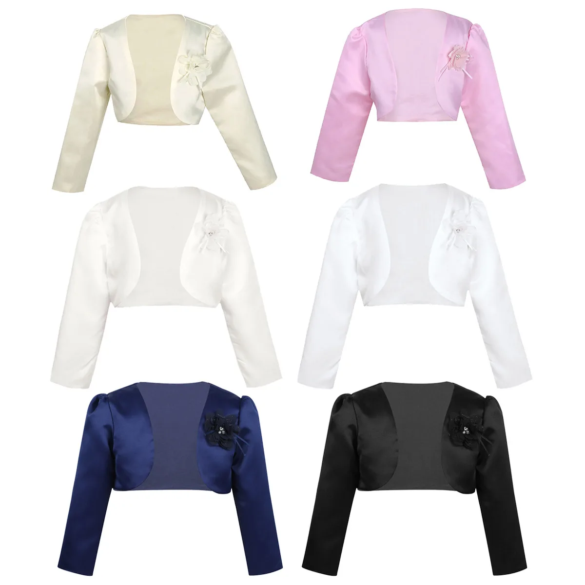 Girls Jacket Kids Long Sleeves Bolero Shrug Short Cardigan Sweater Pageant Wedding Party Flower Girl Dresses Cover Up | Детская одежда
