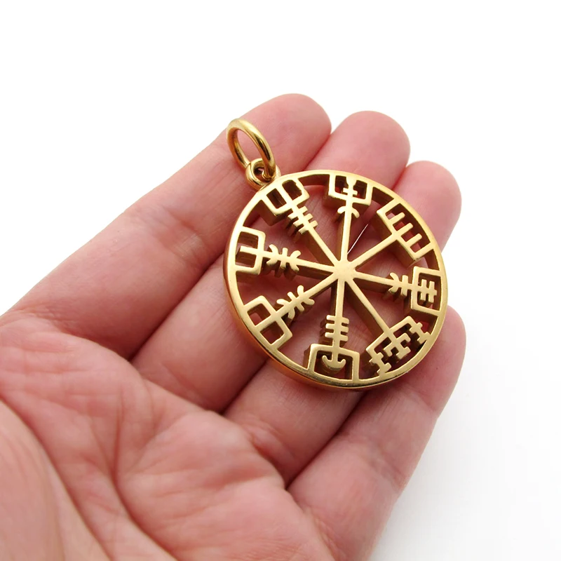 Viking Rune Icelandic Vegvisir Compass Helmet Horror In Runic Circle Pendant  Amulet Collier Necklace 3
