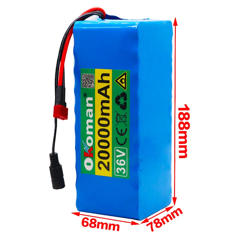 36V 10S4P 20Ah 500W аккумулятор высокой мощности 42V 20000mAh 18650 литиевая аккумуляторная батарея электровелосипед электрический велосипед с BMS