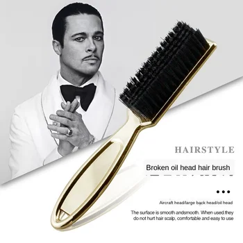 

Scissors Cleaning Brush Retro Oil Head Brush Sweep Neck Salon Cleaning Hair Brush Gold Handle Comb Men Barber Tools