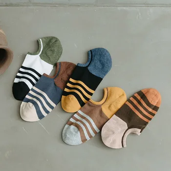 

Fashion Cotton Men's Socks Stripe Short Boat Socks Man PatckworkInvisible No Show Socks Summer Man Casual Sport Calcetines