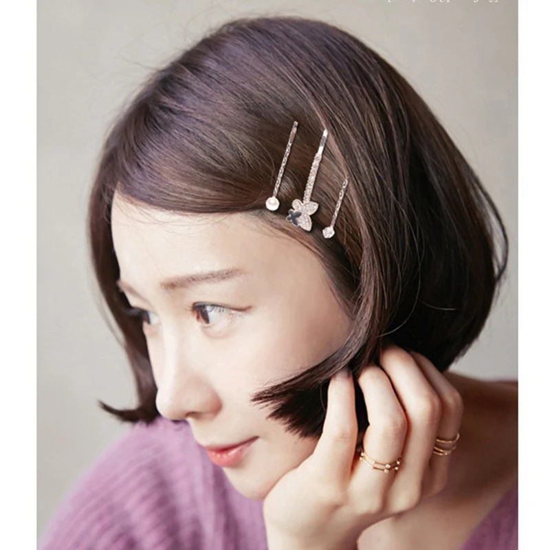 

Женская акриловая заколка для волос, набор геометрических заколок с жемчужинами и кристаллами в стиле ретро, аксессуары для волос, модные у...