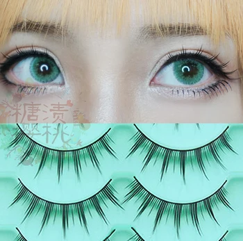 

5 pairs Comic con hand made cosplay false eyelashes crisscross makeup big eyes Lolita upper eye lashes