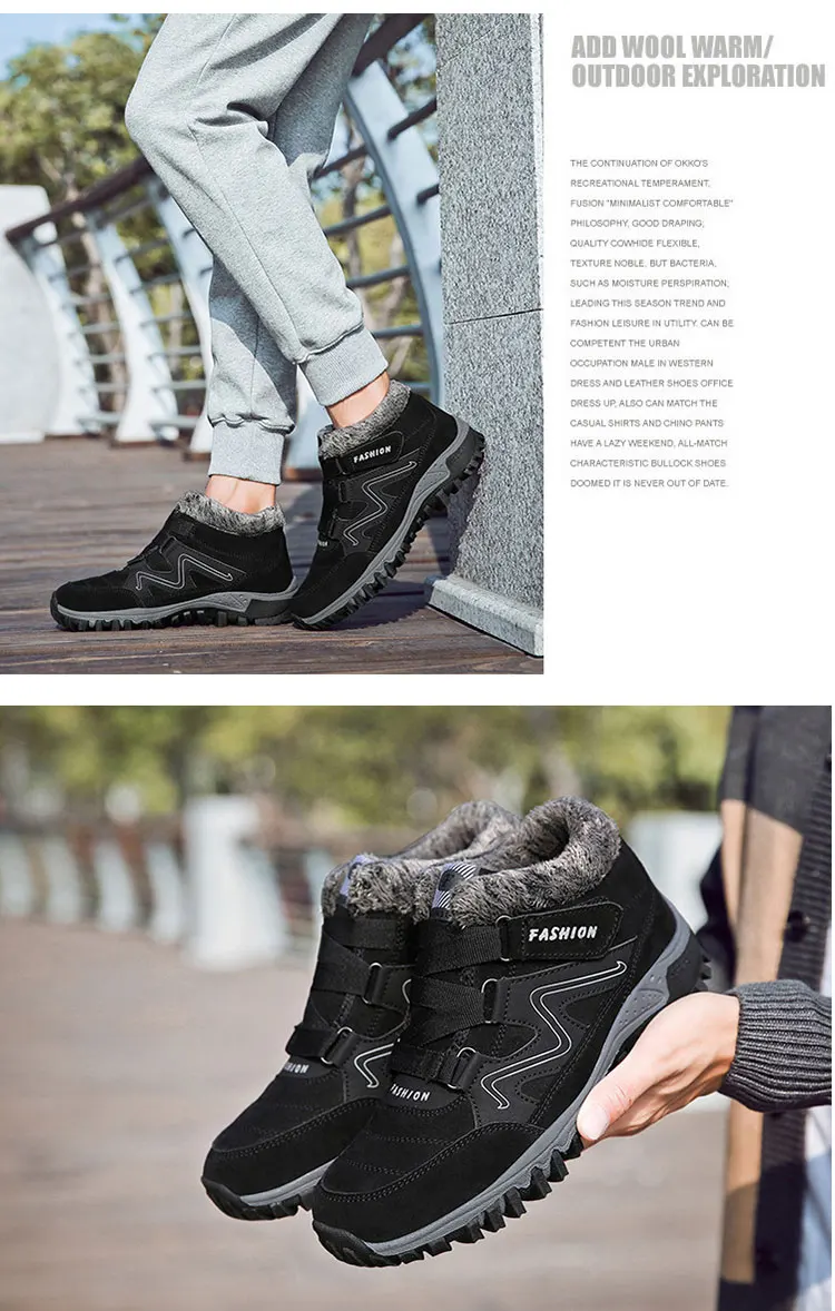 Men'S Winter Sneakers Hiking Ankle Boots For Men Snow Boots Warm Push Inside Casual Winter Shoes Safty Work Shoes Mans Footwear